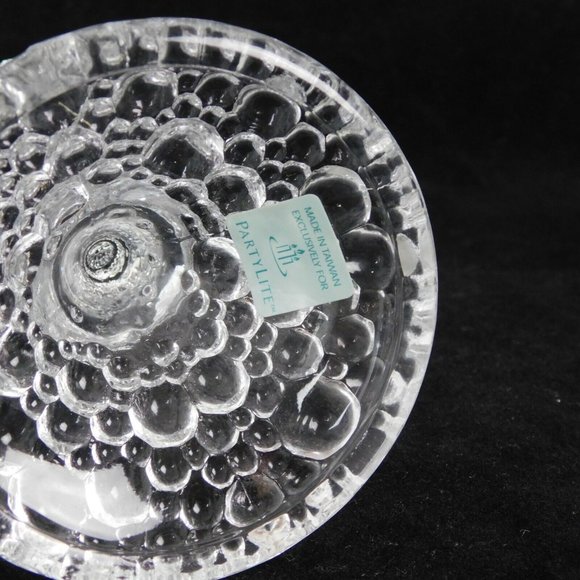 PartyLite Tiny Bubbles Taper Pair 4" Clear Candle Holders P7718 New in Box - Picture 7 of 12